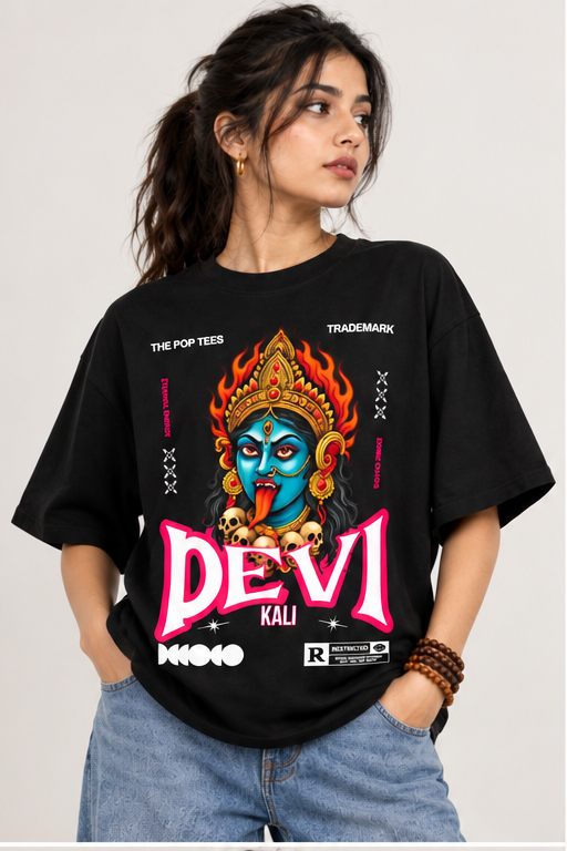 Devi Kali Drop-Shoulder T-Shirt |  Black