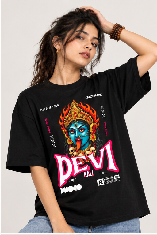Devi Kali Drop-Shoulder T-Shirt |  Black