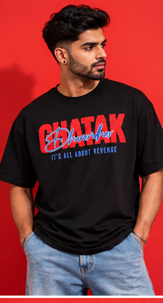 Dhurandhar GTA Style Drop-Shoulder T-Shirt – Men & Women | Black