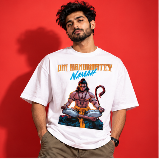 Om Hanumatey Namah T-Shirt – Men & Women | Moon White